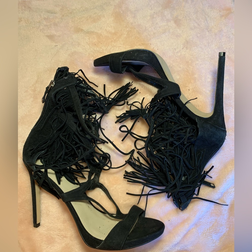 Steve Madden Black Fringe Heels